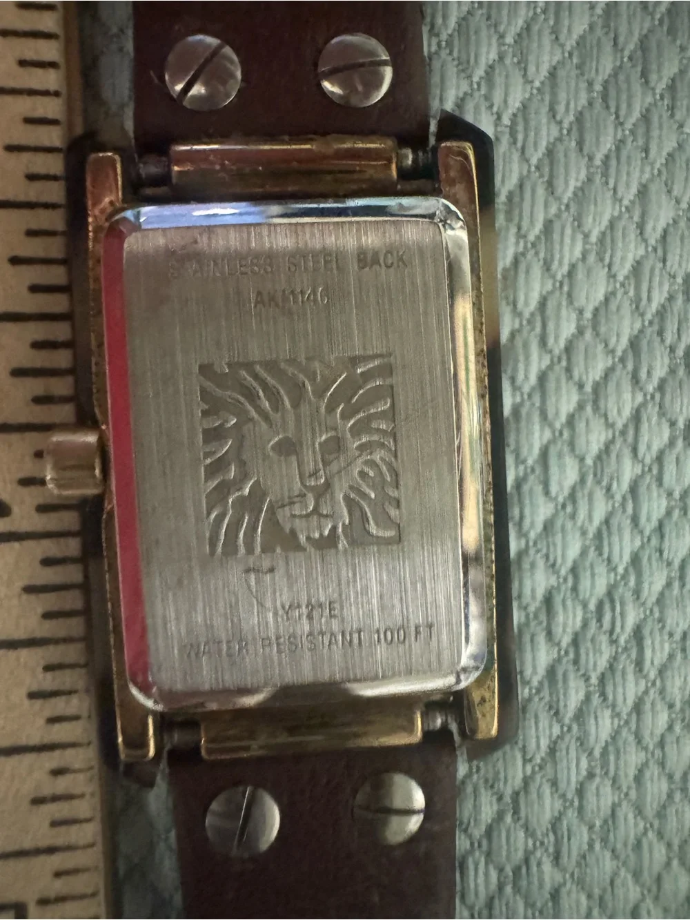 Anne Klein Brown Leather Strap Tortoise Gold-Tone Watch new Battery